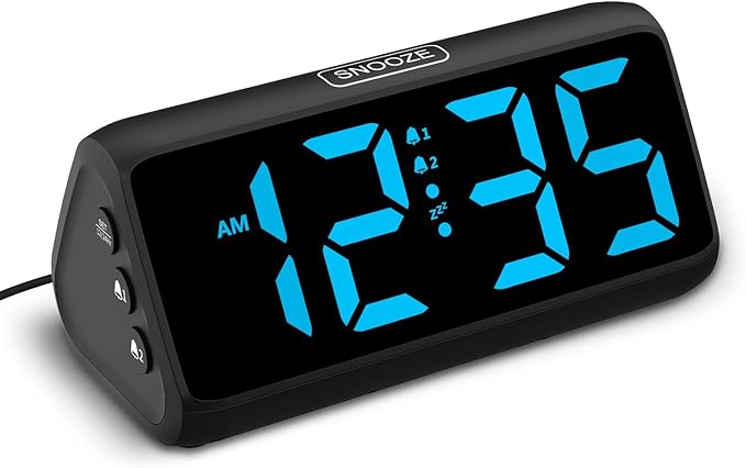 Netzu Digital Alarm Clocks for Bedrooms, Loud Alarm Clock with Dual Alarms, Bold Digits, 5 Dimmers, 4 Volumes, Snooze, Bedside Clock for Deep Sleepers Kids Teens Seniors, Plug in Clock, Easy to Set