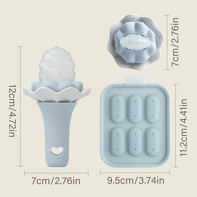 Moonkie Baby Fruit Feeder with Freezer Tray, BPA Free Silicone Food Feeder for Infant Self Feeding, Breastmilk Popsicle Molds, Mesh Feeder with Two Pouches, Baby Shower Gifts 4 Months+, 1 Pack