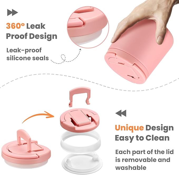 20oz Insulated Vacuum Food Jar with Buckle Lid,Soup Thermo for Hot Food Kids,Wide Mouth Leakproof Stainless Steel Lunch Container with Spoon-Pink