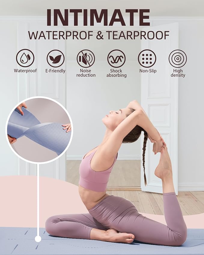 YOTTOY Yoga Mat, 72"x 32"x1/3" Extra Wide Non-Slip Exercise Fitness Yoga Mats,Eco-Friendly TPE Exercise Mats for Women Men Home Workout with Strap Bag