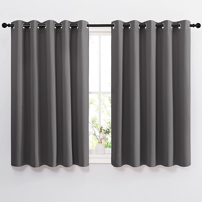 NICETOWN Bedroom Blackout Curtains Panels - Window Treatment Thermal Insulated Solid Grommet Blackout for Living Room (Set of 2, 66 by 54 Inch, Grey)