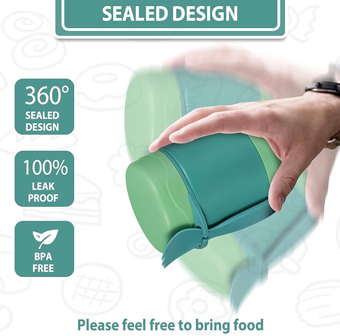 10oz Soup Thermo for Hot Food Kids,Lunch Thermo Kids Food Jar with Spoon Hot Insulated Food Containers,Leak Proof Stainless Steel Wide Mouth Lunch Food Thermo Jar for School(Green)