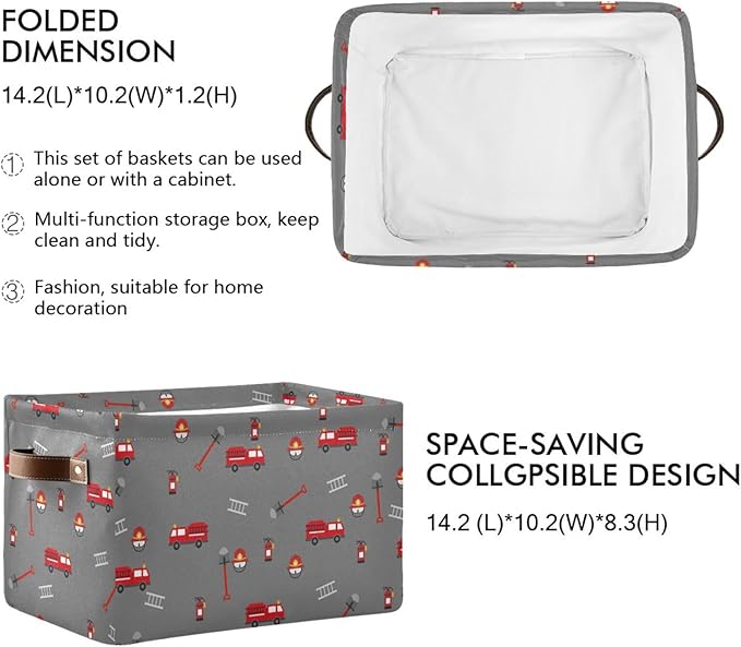 Storage Basket Bin Firefighter Equipment and Tools Organizer Basket Collapsible Shelf Basket Cube with handle for Nursery Bedroom Bathroom