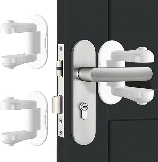 Child Proof Door Lever Lock, 2 Pack Door Locks for Kids Safety, Door Knob Child Proof, Baby Proofing, 3M Adhesive, Door Handle Child Proof, Baby Safety Locks for Toddlers (White)