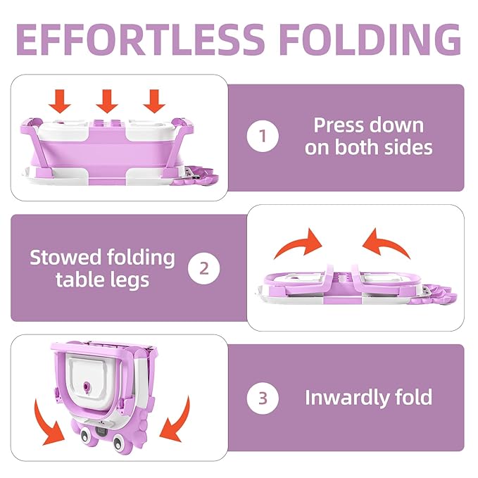 Collapsible Baby Bathtub for Infants to Toddler with Real-time Temp Monitor+Floating Cushion,Foldable Baby Bath Tub Set Applicable 0-36 Month,Portable Travel Bathtub for Newborns Girl (Purple)