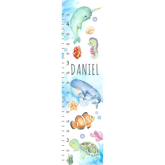 Personalized Kids Height Chart - Canvas Growth Ruler for Boys and Girls - Custom Name Banner with Removable Nursery Wall Decor - Gift for Kid’s Room Decoration