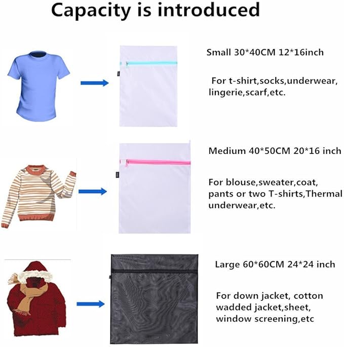 Pack of 5 Mesh Laundry Washing Bags-5 Large for Laundry,Blouse, Hosiery, Stocking, Underwear, Bra and Lingerie, Travel Laundry Bag FBA