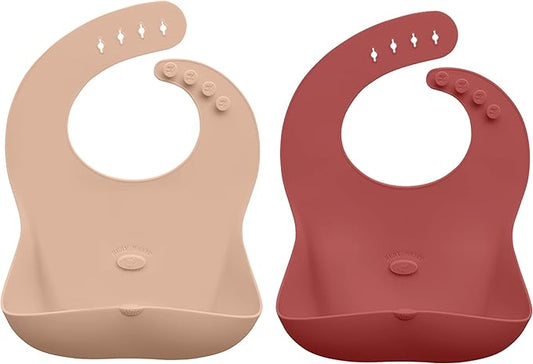 Abiie Ruby Wrapp Silicone Bibs for Babies with Front Pocket - Waterproof Bib - Stain Resistant - Silicone Toddler Bibs
