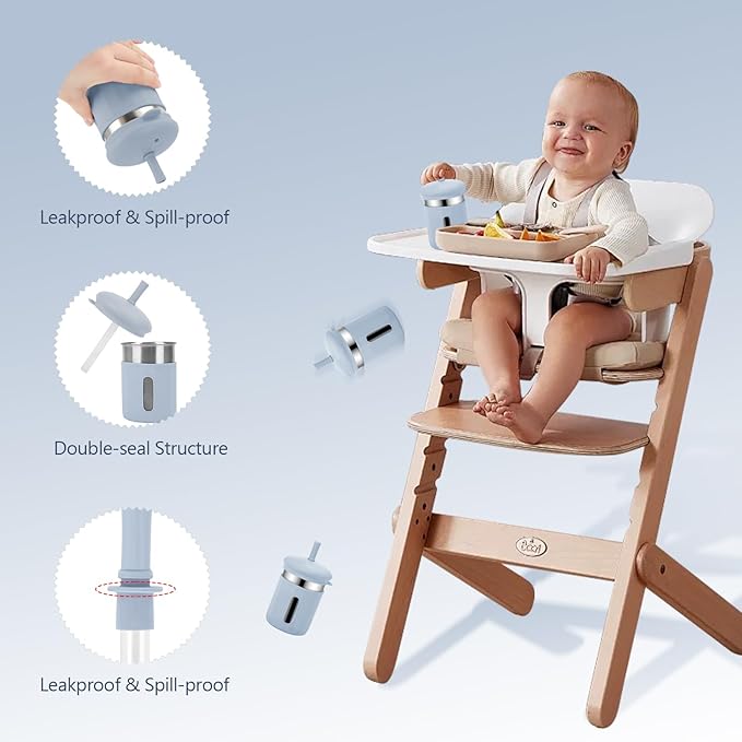 Stainless Steel Kids Cups, 12.51 oz Toddler Tumbler with Straws and Lids, Spill-Proof Baby Smoothie Cups with Silicone Sleeve, Versatile 2-in-1 Drinking Snack Cups for Kids, 4 Colors A