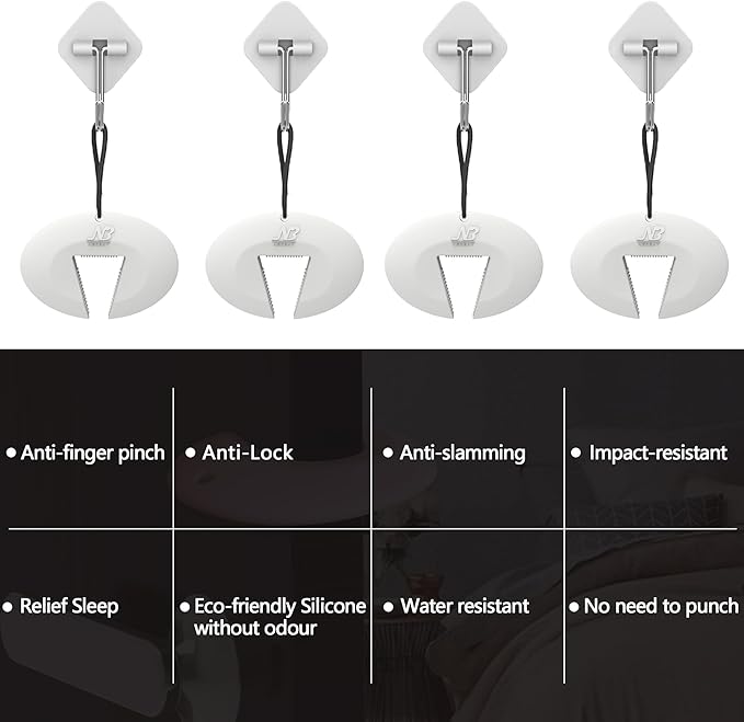 Door Pinch Guard and Door Slam Stopper, Durable Silicone Door Finger Pinch Guard, Prevents Finger Pinch Injuries, Slamming Doors, Door Safety for Kids, 2 Packs White Basic.