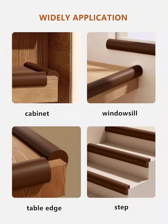 Baby Proof Edge Corner Protector, 6.56FT 0.47''Th L-Shape Furniture Corner & Edge Safety Bumpers with 6 Corners, Pre-Taped, Soft NBR Rubber Foam Desk Edge Cushion Wall Corner Protector（Coffee）