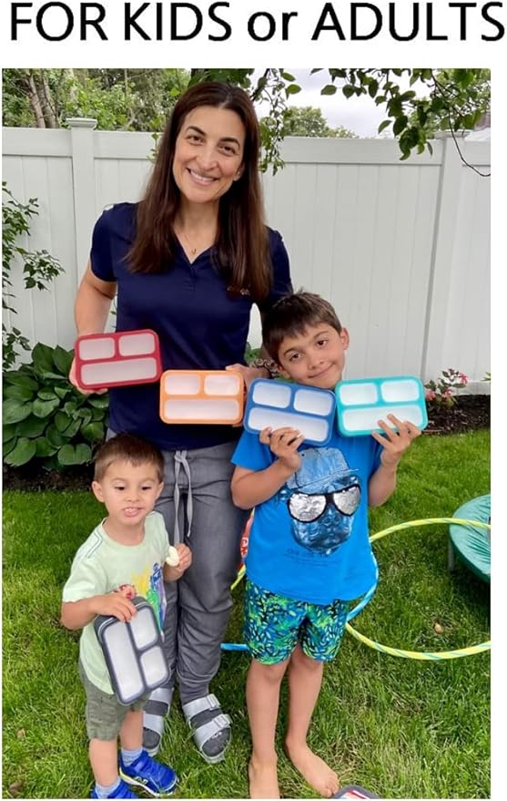 kinsho Snack Containers - Small Bento Lunch Box for Kids Girls Boys Toddlers | MINI Leakproof Boxes, Baby Bentobox for School Daycare Travel, Portion Containers, 2 pack, Red Navy Blue