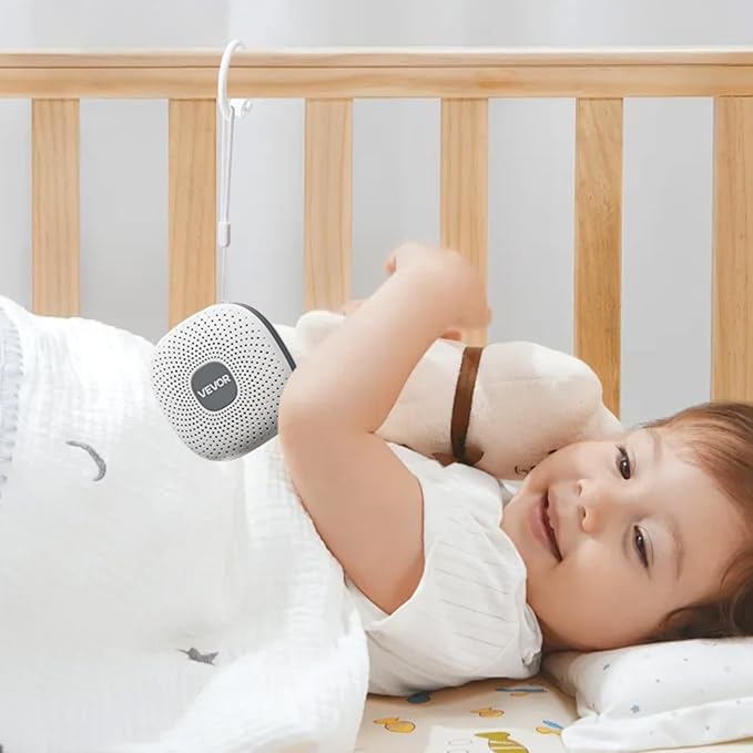 VEVOR Sound Machine, 21 Soothing Sleep Sounds, 3-in-1 Portable and Hangable White Noise Sound Machine with Auto-Off Timer, Soft Ring Light and Memory Function, for Baby, Adults, Home, Office & Travel