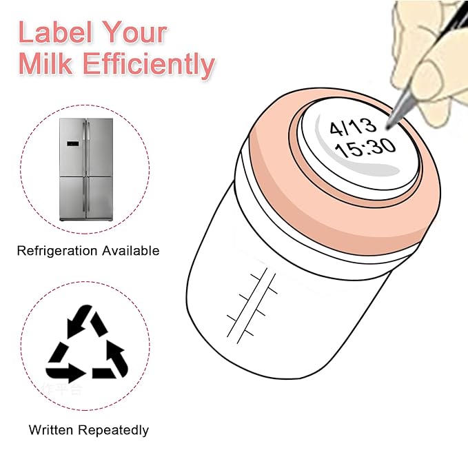 COMI Wide Neck Glass Breastmilk Collection n Storage Bottle, 6oz with Screw Ring Sealing Disk; Re-markable Sealing Disc. BPA Free, Fits Breast Pumps & Nipples (2 Pack Pink Lids)