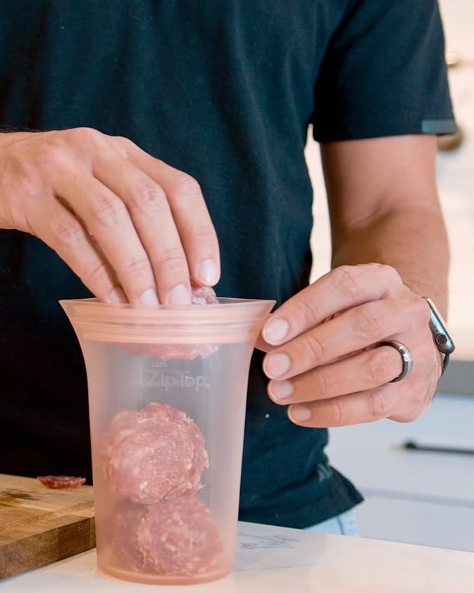 Zip Top Reusable Food Storage Bags | Medium Cup [Lavender] | Silicone Meal Prep Container | Microwave, Dishwasher and Freezer Safe | Made in the USA