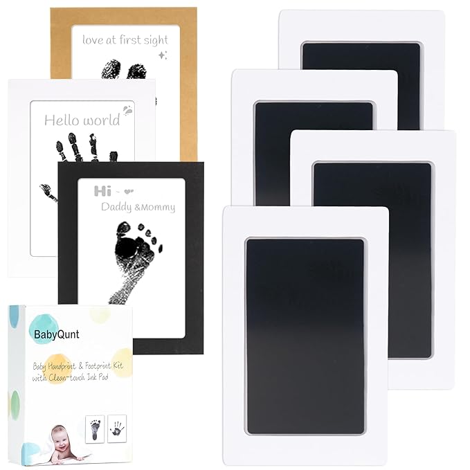 Inkless Baby Hand and Footprint Kit,Clean-Touch Ink Pad Kit,Safe No Mess Printing Infant Hand Foot Stamp,4 Pack Newborn Inkless Print Pads Best Keepsake or Gifts for Family