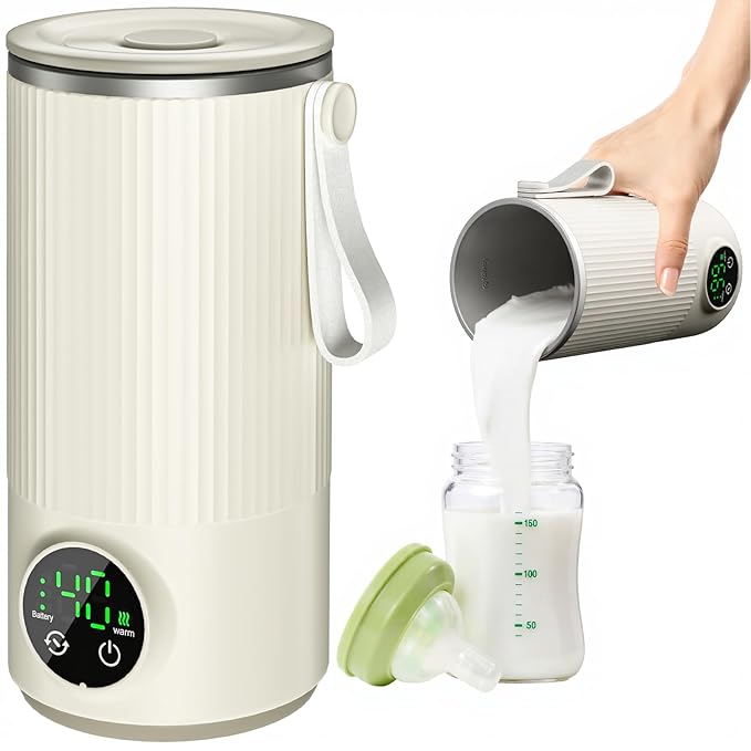 Portable Bottle Warmer for Travel,12 oz Baby Bottle Warmer,Built-in Mixer,Fast & Even Heating Formula to Keep Nutrient,Defrost,Leakproof,Accurate Temp Control,Keep Warm for a Long Time,Gift