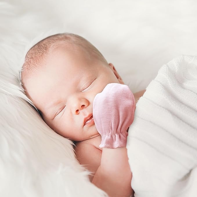 BQUBO Newborn Infant Toddler Mittens No Scratch Cotton Elastic Wrist Gloves Hypoallergenic for 0-6 Months Baby Boys Girls