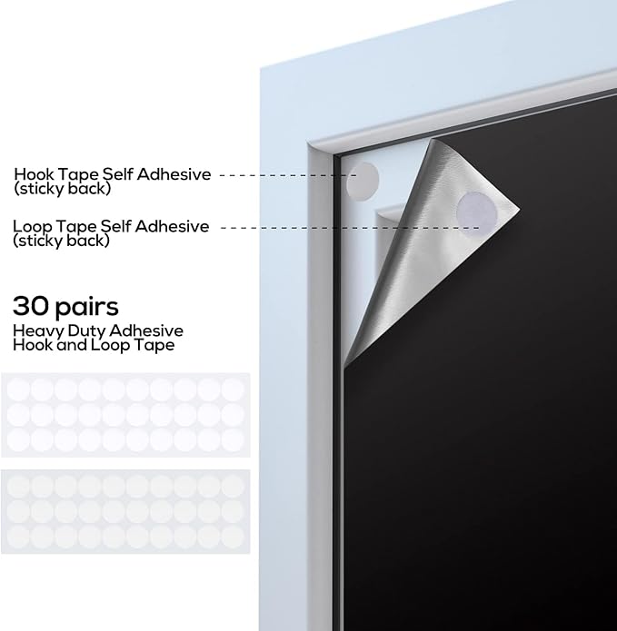 Portable Blackout Shades (118" x 57") 100% Blackout Material Temporary Blackout Blinds/Curtains for Baby Nursery, Bedroom, Window, Dorm Room, Office or Travel Use