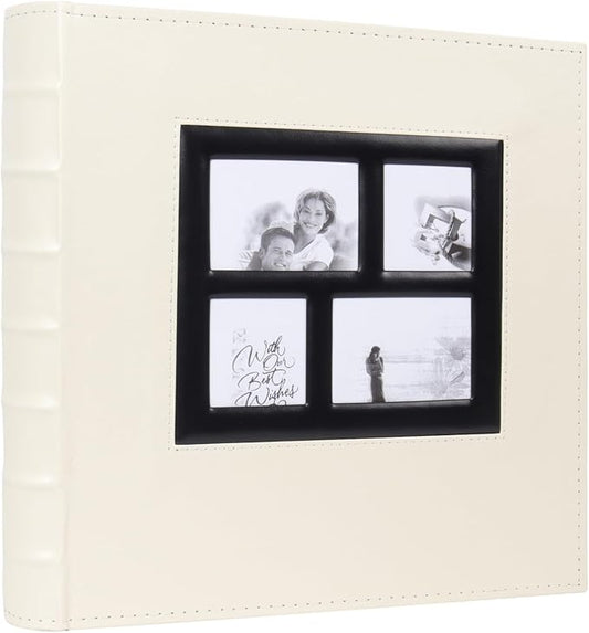 RECUTMS Photo Album 4x6 500 Pockets Photos, Leather Cover Large Picture Albums Holds 500 Horizontal and Vertical Photos for Wedding Family Baby (Beige)