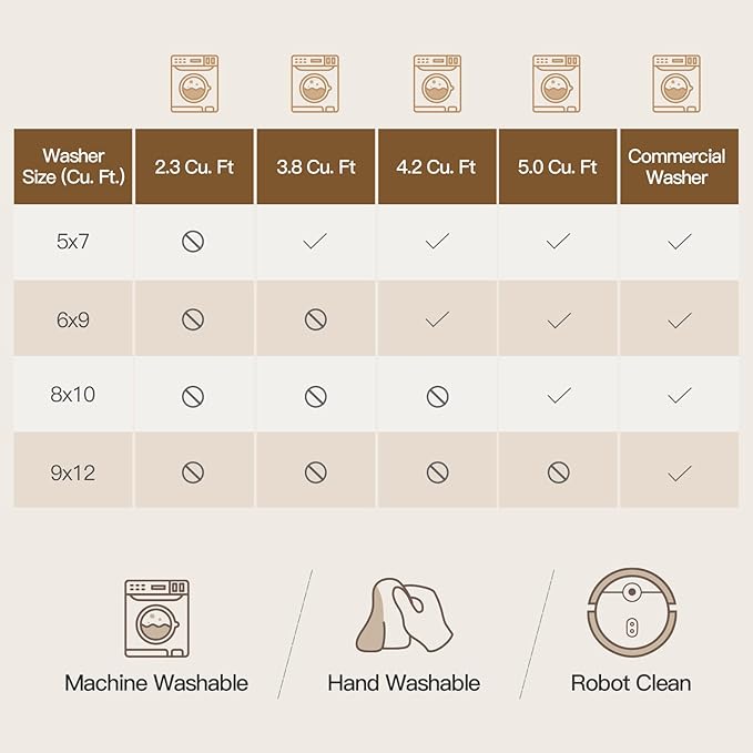 Lofus 9x12 Area Rug for Living Room,Brow Washable Large Rugs with Non-Slip Backing,Soft Neutral Carpets for Bedroom Dining Room Home Office Indoor Nursery