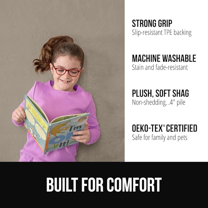 GORILLA GRIP Ultra Soft Washable Area Rug, Stain and Slip Resistant Plush Thick Carpet for Bedroom Living Room, No Shed Floor Rugs, Pet Friendly, Dorm Essentials, Kids Nursery Home Decor, 4x6, Taupe