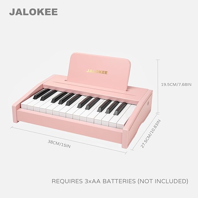 Kids Piano Keyboard, Digital Piano for Kids, Music Educational Instrument Toy, Wood Toy for 3+ Girls and Boys (Pink, 25 Keys)