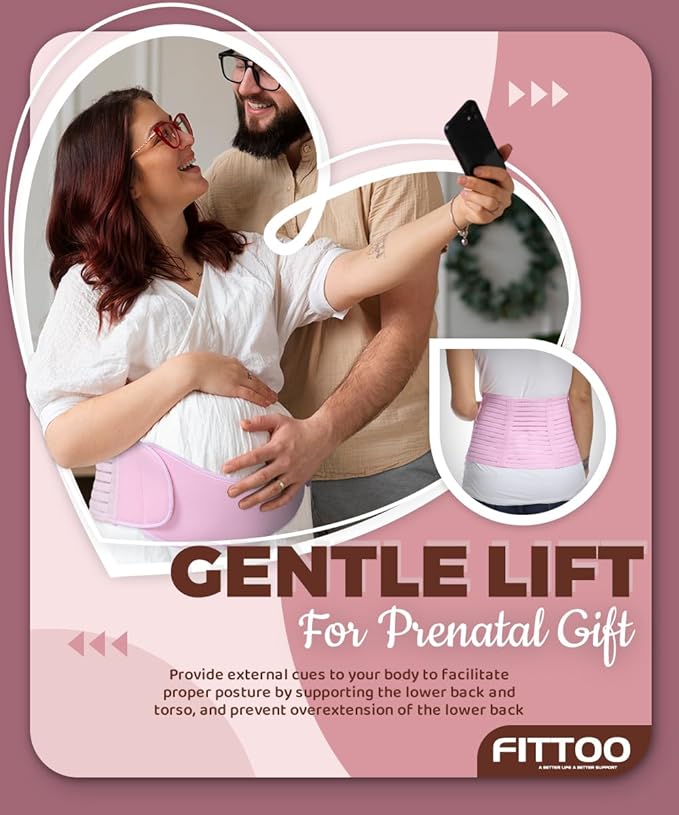 FITTOO Maternity Belt Back Support Belly Band Pregnancy Belt Support Brace Abdominal Binder Waist Support Black S