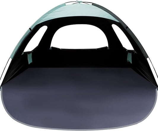 WhiteFang Beach Tent Anti-UV Portable Sun Shade Shelter for 3/4/6/8 Person, Extendable Floor with 3 Ventilating Mesh Windows Plus Carrying Bag, Stakes and Guy Lines