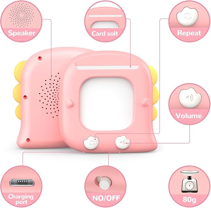 Kidzdo Toddler Talking Flash Cards with 560 Sight Word, Christmas Birthday Gifts for Ages 2-6 Girls, Autism Sensory Toys, Montessori Speech Therapy Learning Toys for 2 3 4 5 6 Year Old Kids, Pink