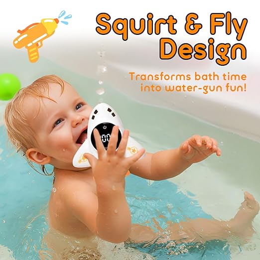 TKY Baby Bath Thermometer with Floating Toys - Digital Water & Room Temperature Monitor, Rechargeable Thermometer with Alerts for Newborn Bath Essentials, Infant Safety(TKYCD008)