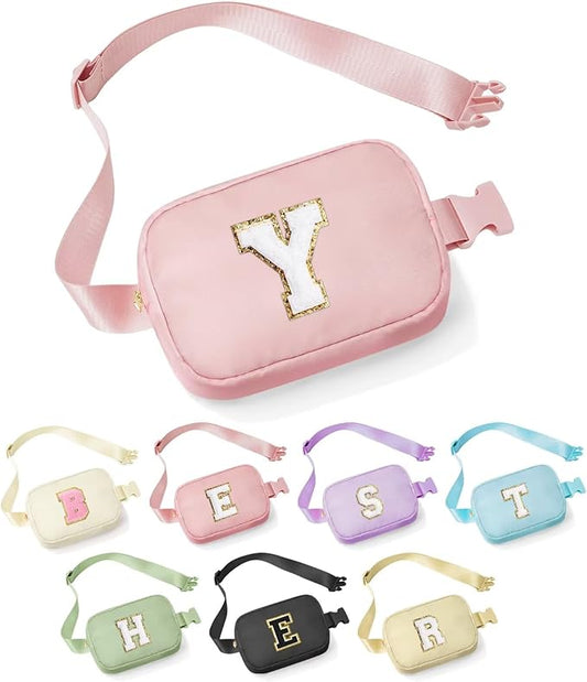 YOOLIFE Bridesmaid Gifts - Bridal Shower & Bachelorette Party Decorations, Pink Initial Crossbody Bag