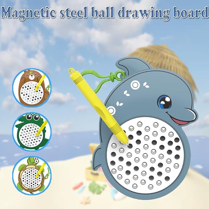 1PCS Crocodile Magnetic Drawing Board for Kids & Toddlers with Beads and Magnet Stylus Pen - Magnetic Travel Toy for Airplane & Car Ride Activities for Kids