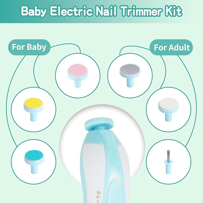Baby Grooming Kit, Electric Safety Nail Trimmer Baby Nursery Kit，Infant Safety Care Set with Hair Brush Comb Nail Clipper Nasal Aspirator,Baby Essentials Kit for Newborn Girls Boys (20 Pc Green Kit)