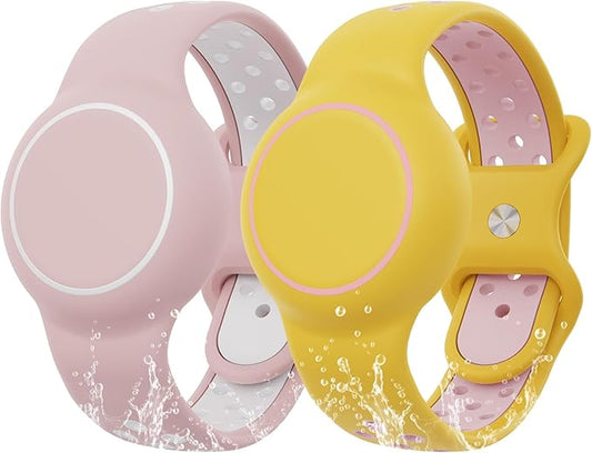 Waterproof Bracelet Compatible with AirTag for Kids (2 Pack), Protective Case GPS Tracker Holder for Child with Full Coverage Hidden Design, Soft Silicone Anti-Lost Wristband Cover for Toddler YPPW