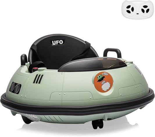 12V Electric Ride on Bumper Car for Toddlers, Kids Bumper Car with Remote Control, 360 Degree Spin, LED Lights, Dual Joysticks, Safety Belt for 18+ Months Kids, Green