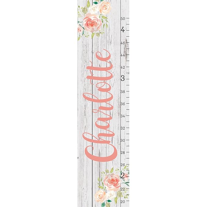 Personalized Kids Height Chart - Canvas Growth Ruler for Boys and Girls - Custom Name Banner with Removable Nursery Wall Decor - Gift for Kid’s Room Decoration