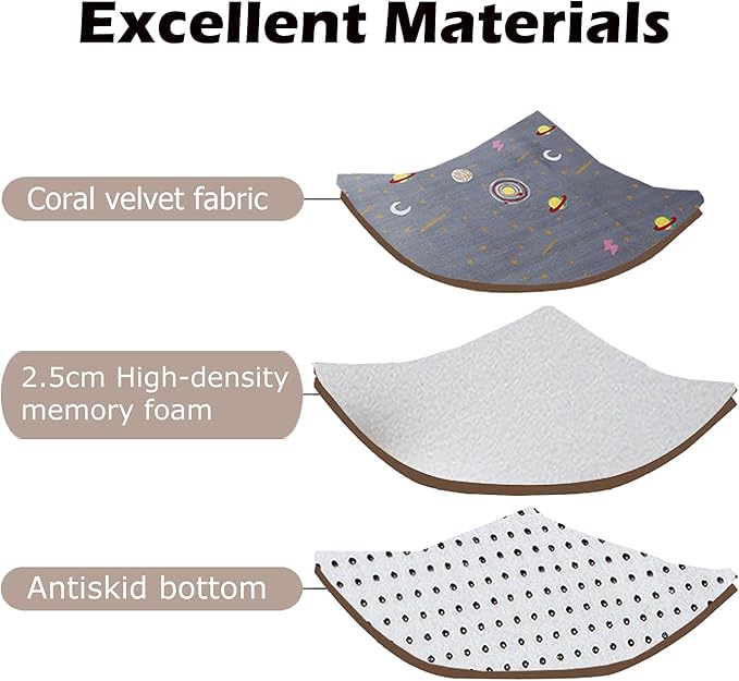 Loartee Coral Velvet Area Rug - 1" Thick Memory Foam Baby Play Mat, Washable Toddler Carpet, Home Decor for Living Room, Nursery, Kids Bedroom, Astral Gray, 5'11"x6'7"