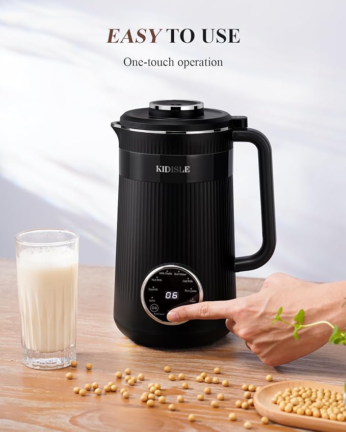 32oz Automatic Soy Machine for Homemade Almond, Oat, Coconut, Soy, Plant Based Milks and Non Dairy Beverages with Delay Start/Keep Warm/Self-Cleaning/Boil Water, Black