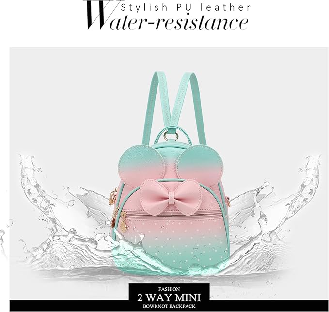 KL928 Girls Bowknot Polka Dot Cute Mini Backpack Small Daypacks Convertible Shoulder Bag Purse for Women