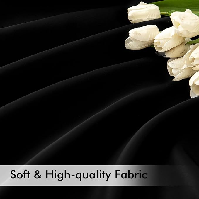 MIULEE Black Back Tab Blackout Curtains 72 Inches Long 2 Panels Set for Living Room Bedroom Privacy, Halloween Rod Pocket/Pinch Pleat Thermal Insulated Room Darkening Pleated Light Blocking Drapes