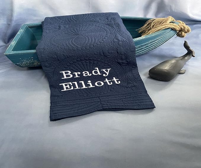 Personalized Baby Blanket Baby Quilt Monogrammed Blankets for Boys and Girls Embroidered Baby Gifts Waves