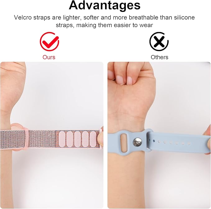 Kids Wristband Compatible with Apple AirTag, Protective Case for Air Tag GPS Tracker Holder with Nylon Bracelet, Adjustable Anti Lost Watch Band for Toddler Child Elder(Pink)