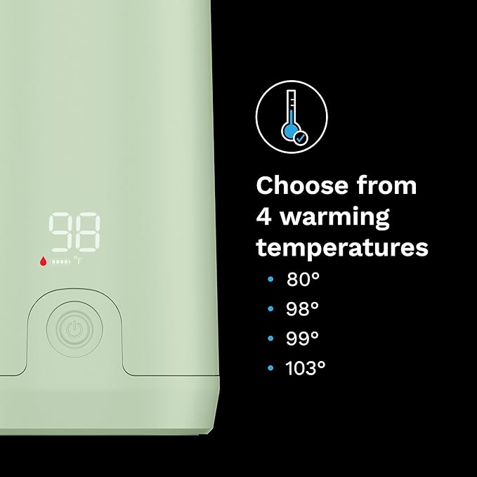 Baby Brezza SuperFast Portable Baby Bottle Warmer – 67% Faster - Travel Breastmilk Warmer and Formula Warmer - Safe, Even Heating - Up to 9oz - No Adapters, Green