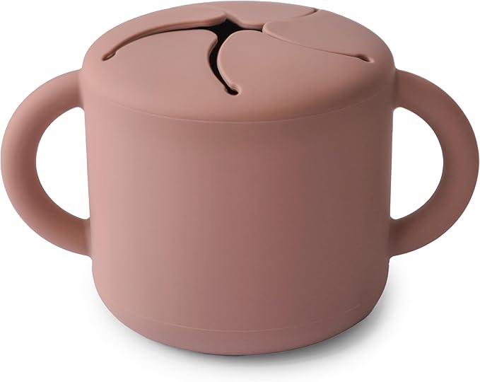 mushie Silicone Snack Cup | Spill Proof Food Container for Toddler and Baby (Cloudy Mauve)