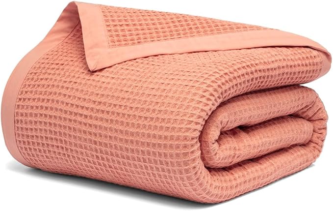 Salt Earth GOTS Certified 100% Organic Cotton Throw Blanket, 60" X 80" Waffle Blankets & Throws for Bed, Throw Blanket for Couch, Modern and Cozy Blanket, All Seasons, Comfy Soft Blankets (Sun Bay)