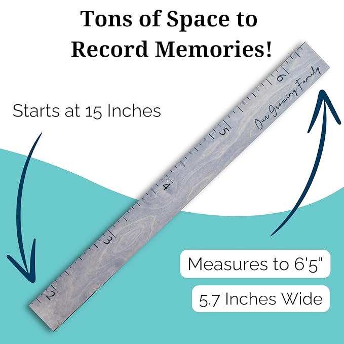 Boho Growth Chart for Wall - Height Board Growth Chart Wooden Growth Chart for Wall Kids Measuring Chart for Wall Height Chart Growth Chart for Kids (Our Growing Family, Gray)