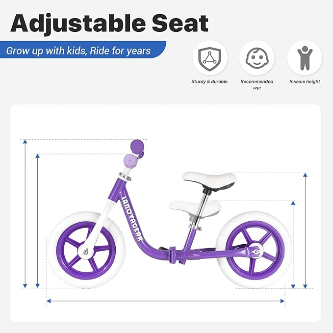 Balance Bike for Toddlers Ages 1.5–5 – No-Pedal Training Bike with Adjustable Seat & Handlebar, Lightweight Frame, Easy Assembly for Boys & Girls