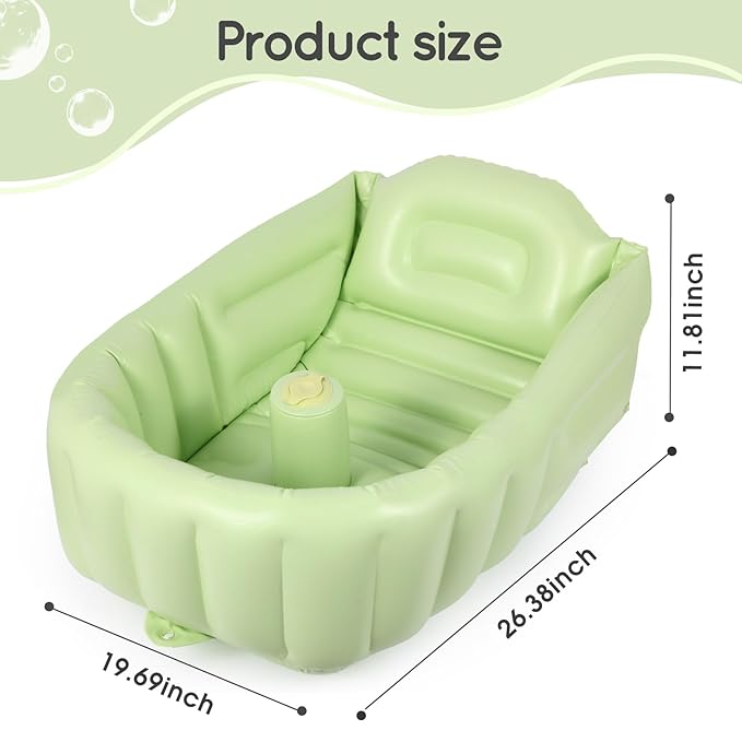 MINK Inflatable Bathtub for Toddlers - Portable Baby Tub with Collapsible Design for Easy Storage - Perfect for Newborns to Infants