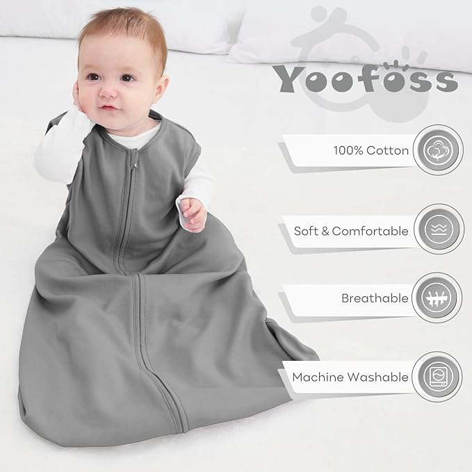 Yoofoss Baby Sleep Sack 0-6 Months Baby Wearable Blanket 100% Organic Cotton 2-Way Zipper Toddler Sleeping Sack, 3 Pack Soft Lightweight Sleep Sacks for Babies